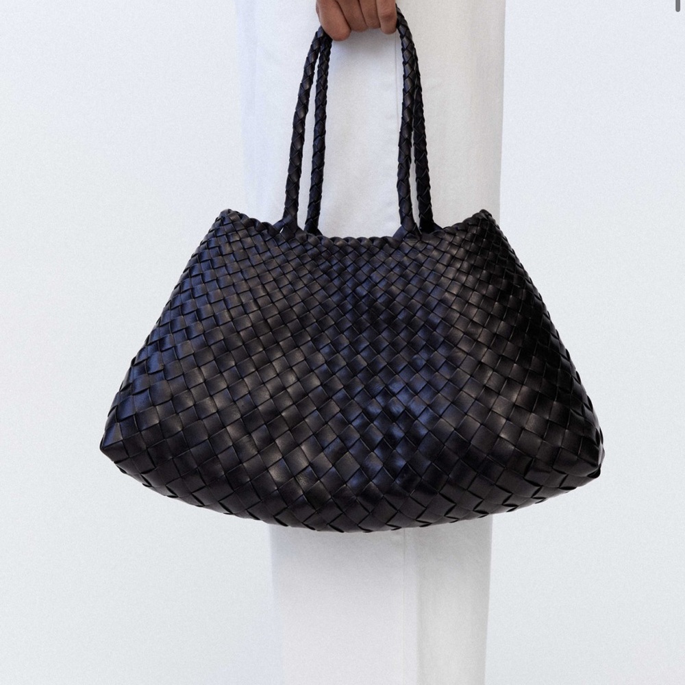 Elegant Black Woven Tote Bag